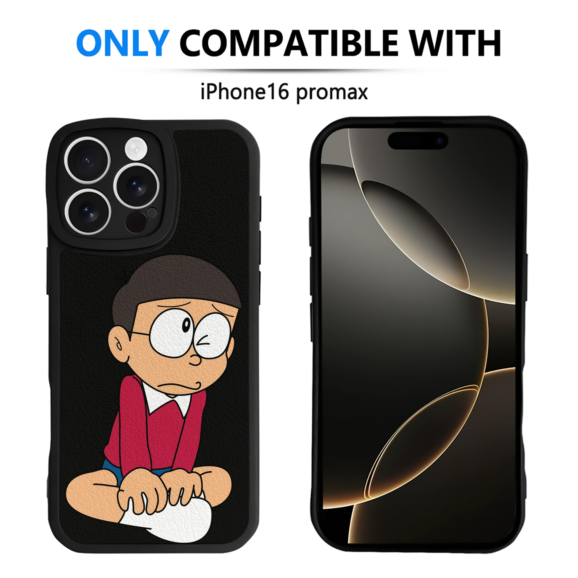 （画像用） ドラえもん 野比 のび太 Doraemon Nobita Nobi 【iPhone 16シリーズ対応】シリコンスマホケース（レザー調） 材質：シリコン
